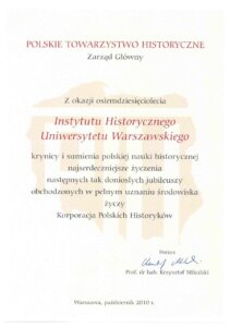 Listy gratulacyjne z okazji 80-lecia Instytutu Historycznego
